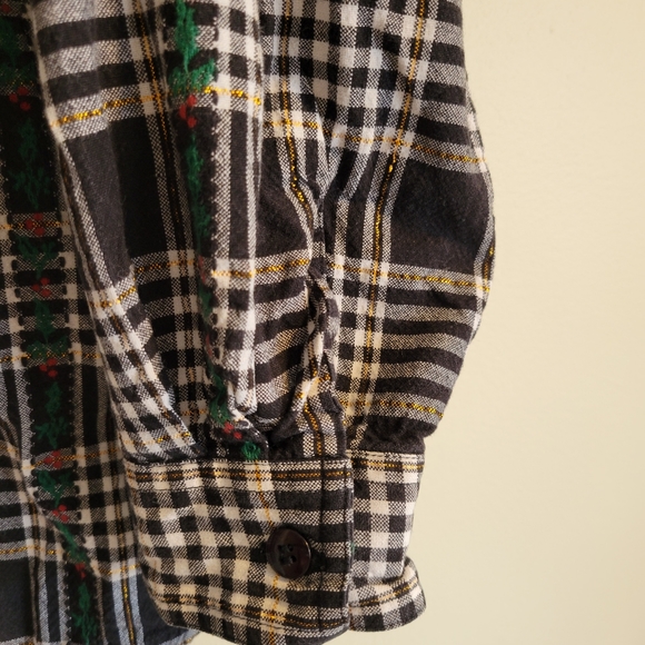 Vintage Black & White Scotch Plaid Button Down, Medium - Picture 5 of 9